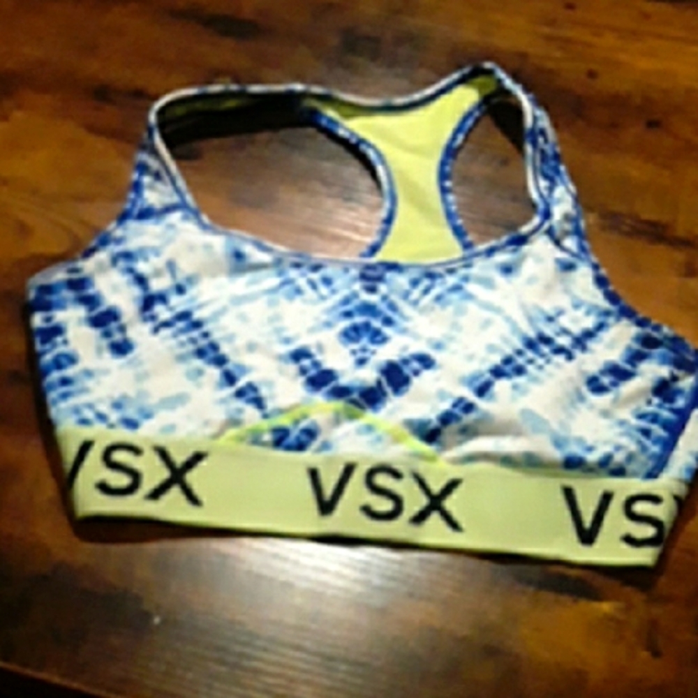 Medium Victoria's Secret Blue/neon Yellow Unpadded Sports bra